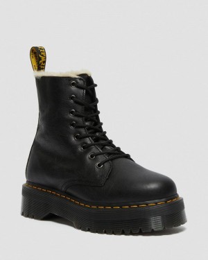 Botas de Plataforma Dr Martens Jadon Boot Cuero Faux Fur Forro Platforms (Pisa) Negras | NP65-H6VV