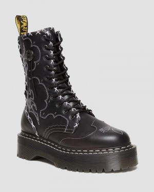 Botas de Plataforma Dr Martens Jadon Hi Boot Gothic Americana Cuero Platforms (Wanama) Negras | QO50-R2XI