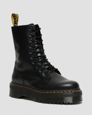 Botas de Plataforma Dr Martens Jadon Hi Boot Smooth Cuero Platforms (Polished Smooth) Negras | UB65-R4BU