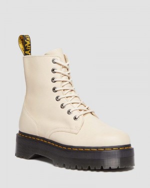 Botas de Plataforma Dr Martens Jadon III Boot Pisa Cuero Platforms (Pisa) Beige | FA85-Q1CZ