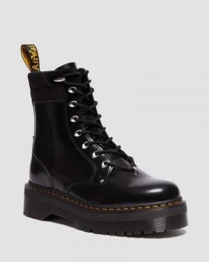 Botas de Plataforma Dr Martens Jadon II Boot Hardware Buttero Cuero Platforms (Buttero) Negras | ZN69-A0KQ