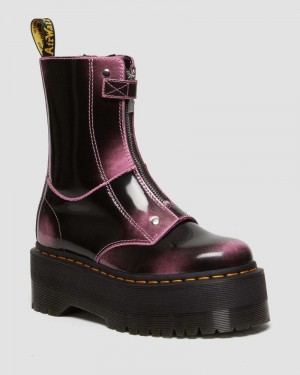 Botas de Plataforma Dr Martens Jetta Hi Max Distressed Cuero Plataforma Boots (Arcadia) Rosas | NS21-Z1NX