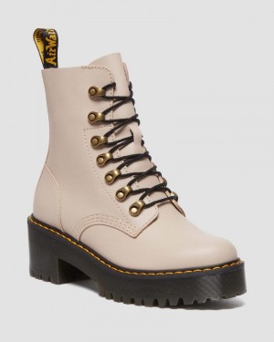 Botas de Plataforma Dr Martens Leona - Sendal Cuero Tacón Boots (Sendal) Vintage Taupe | MF10-D8GW