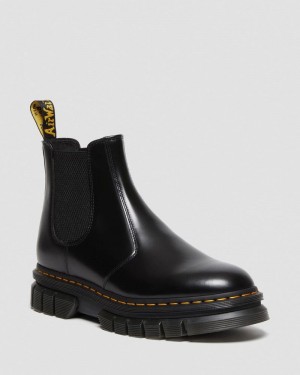 Botas de Plataforma Dr Martens Rikard Polished Smooth Cuero Chelsea Boots (Polished Smooth) Negras | YD72-I9UG