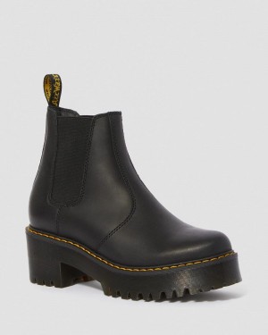 Botas de Plataforma Dr Martens Rometty Wyoming Cuero Plataforma Chelsea Boots (Burnished Wyoming) Negras | FD10-A8YR