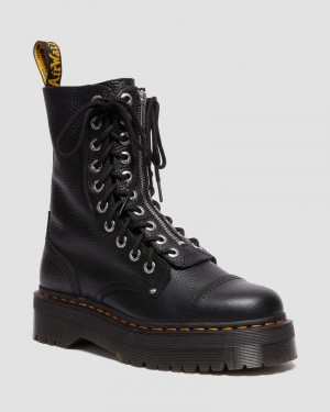 Botas de Plataforma Dr Martens Sinclair Hi Milled Nappa Cuero Plataforma Boots (Milled Nappa) Negras | WU51-W9JS