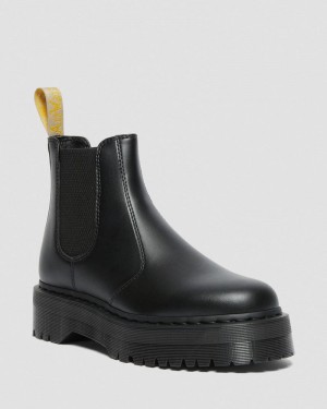 Botas de Plataforma Dr Martens Vegan 2976 Felix Plataforma Chelsea Boots (Felix Rub Off) Negras | FU57-E0DL