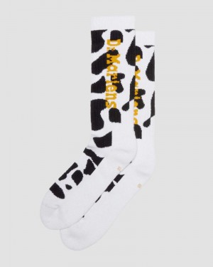 Calcetines Dr Martens Vertical Logo Cow Print Algodon Blend Socks (Algodon Blend) Black+White | QL38-T2VZ