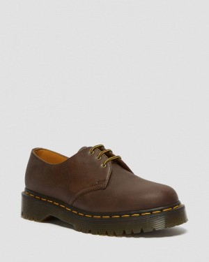 Plataformas Dr Martens 1461 Bex Crazy Horse Cuero Oxford Shoes (Crazy Horse) Marrones Oscuro | VW88-P6ER