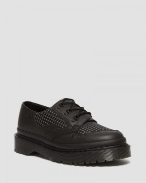 Plataformas Dr Martens 1461 Bex Ripstop Grid Oxford Shoes (Sorento+Grip Ripstop) Black/Black/White | FY19-O1BU