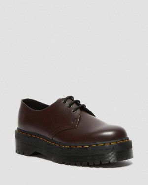 Plataformas Dr Martens 1461 Smooth Cuero Plataforma Shoes (Smooth Cuero) Burdeos | YG47-L8UF