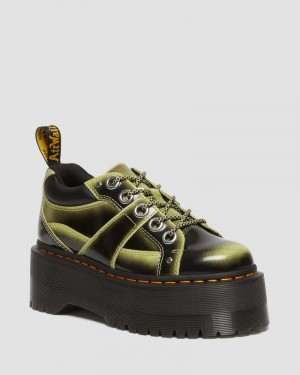 Plataformas Dr Martens 5-Eye Max Distressed Cuero Plataforma Shoes (Arcadia) Verde | IV80-M1YR