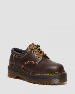 Plataformas Dr Martens 8053 Arc Crazy Horse Cuero Plataforma Casuales Shoes (Crazy Horse) Marrones Oscuro | NR94-V4QF