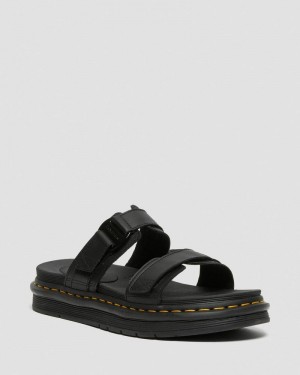 Sandalias Dr Martens Chilton Men's Cuero Chanclas Sandals (Hydro Cuero) Negras | KH41-V0LF