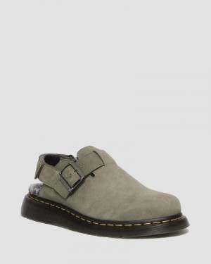 Sandalias Dr Martens Jorge II Faux Fur Forro Nubuck Destalonadas Mules (Milled Nubuck Wp) Gris | EZ18-H4NI