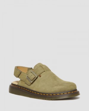 Sandalias Dr Martens Jorge II Tumbled Nubuck Cuero Destalonadas Mules (Tumbled Nubuck) Verde Oliva | MB48-P5HE