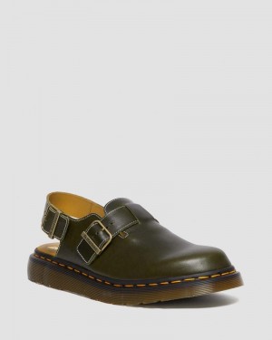 Sandalias Dr Martens Jorge Made in England Classic Cuero Destalonadas Mules Verde Oscuro | TQ10-X7SS