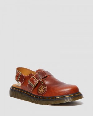 Sandalias Dr Martens Jorge Made in England Classic Cuero Destalonadas Mules Heritage Tan | FO40-M5GB