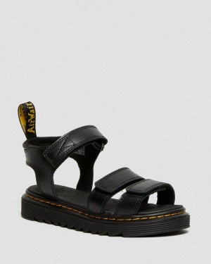 Sandalias Dr Martens Junior Klaire Cuero Correa Sandals (T Lamper) Negras | JD30-C3XY