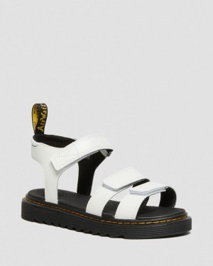 Sandalias Dr Martens Youth Klaire Cuero Correa Sandals (T Lamper) Blancas | GF54-V9ZC