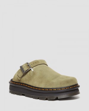 Sandalias Dr Martens Zebzag Gamuza Casuales Destalonadas Plataforma Mules (E.H.Gamuza) Verde Oliva | AX38-U9LA