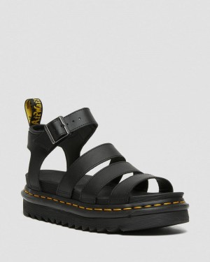 Sandalias de Plataforma Dr Martens Blaire Hydro Cuero Correa Sandals (Hydro Cuero) Negras | CH90-S0IJ