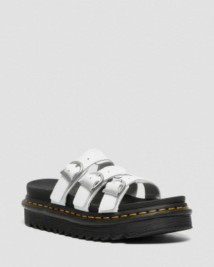 Sandalias de Plataforma Dr Martens Blaire Cuero Chanclas Sandals (Hydro Cuero) Blancas | YS09-J8HK