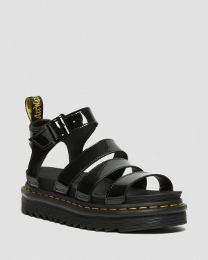 Sandalias de Plataforma Dr Martens Blaire Charol Cuero Correa Sandals (Charol Cuero) Negras | CC69-Y6OL