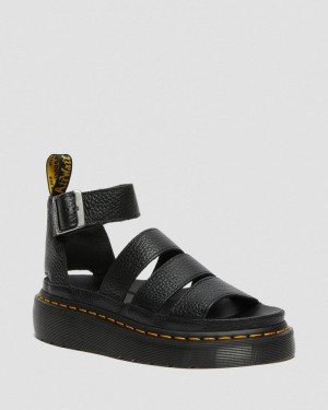 Sandalias de Plataforma Dr Martens Clarissa II - Cuero Plataforma Sandals (Milled Nappa) Negras | NL67-R3WI