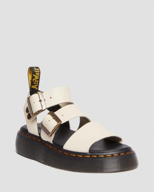 Sandalias de Plataforma Dr Martens Gryphon Pisa Cuero Plataforma Sandals (Pisa) Beige | YG70-E3QP