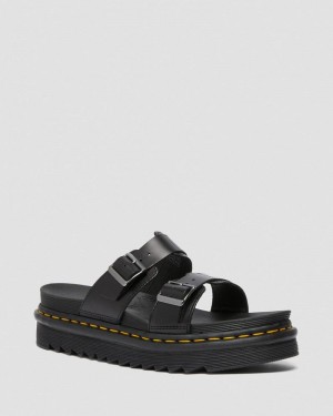 Sandalias de Plataforma Dr Martens Myles Brando Cuero Hebilla Chanclas Sandals (Brando) Negras | JE46-V0UG