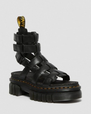 Sandalias de Plataforma Dr Martens Ricki Nappa Lux Cuero Plataforma Gladiator Sandals (Nappa Lux) Negras | IY20-Z5QL