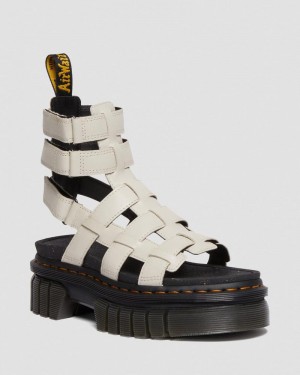 Sandalias de Plataforma Dr Martens Ricki Nappa Lux Cuero Plataforma Gladiator Sandals (Nappa Lux) Gris | DS84-W0VN