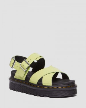 Sandalias de Plataforma Dr Martens Voss II Distressed Charol Cuero Sandals (Distressed Charol) Verde | KE37-U3VZ