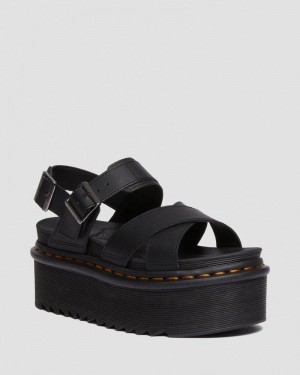 Sandalias de Plataforma Dr Martens Voss II Athena Cuero Correa Plataforma Sandals (Athena) Negras | DN63-G2JO