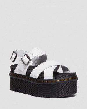 Sandalias de Plataforma Dr Martens Voss II Athena Cuero Correa Plataforma Sandals (Athena) Blancas | ZX44-M8GW