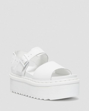 Sandalias de Plataforma Dr Martens Voss Mono Cuero Plataforma Correa Sandals (Hydro Cuero) Blancas | ND23-K6XC