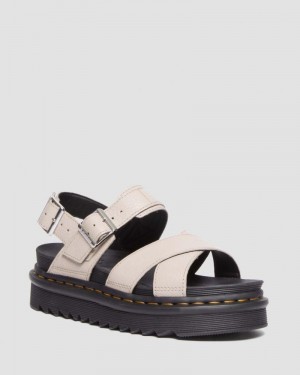 Sandalias de Plataforma Dr Martens Voss II Pisa Cuero Correa Sandals (Pisa) Vintage Taupe | JX16-T9KV