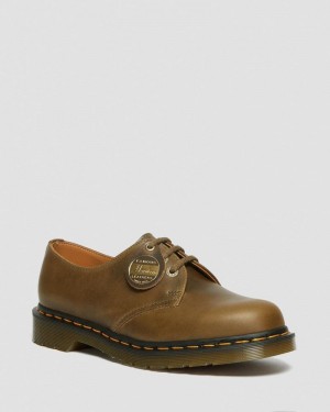 Zapatos Dr Martens 1461 Made in England Denver Cuero Oxford Shoes (Denver Veg Tan) Verde Oliva | HM98-M9UC