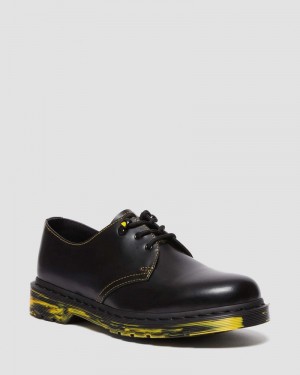 Zapatos Dr Martens 1461 Marbled Sole Cuero Oxford Shoes (Smooth Cuero) Negras | WK50-I8ZG