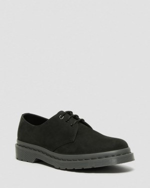 Zapatos Dr Martens 1461 Mono Milled Nubuck Cuero Oxford Shoes (Milled Nubuck Wp) Negras | JB61-Y3FK