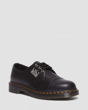 Zapatos Dr Martens 1461 Puntera Plate Lunar Cuero Oxford Shoes (Milled Nappa) Negras | BI80-U5HK