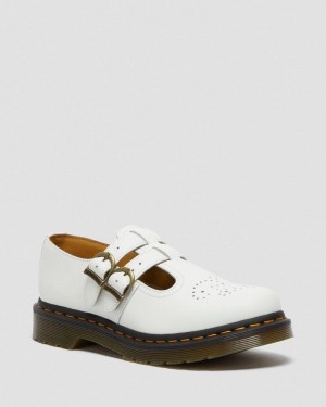 Zapatos Dr Martens 8065 Smooth Cuero Mary Jane Shoes (Smooth Cuero) Blancas | BF02-P9GM