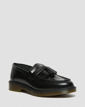 Zapatos Dr Martens Adrian Smooth Cuero Tassel Loafers (Polished Smooth) Negras | ZE12-V7NS