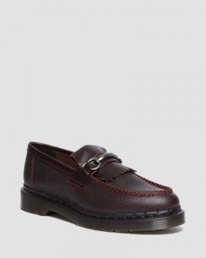 Zapatos Dr Martens Adrian Snaffle Pebble Grain Cuero Kiltie Loafers Oxblood | YG76-I8LQ