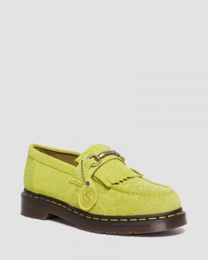 Zapatos Dr Martens Adrian Snaffle Repello Emboss Gamuza Kiltie Loafers (Repello Calf Gamuza Python Emboss) Verde | UD76-I2AX