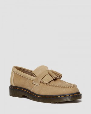 Zapatos Dr Martens Adrian Tumbled Nubuck Cuero Tassel Loafers (Tumbled Nubuck) Savannah Tan | YK97-Q7IF