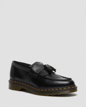 Zapatos Dr Martens Adrian Yellow Stitch Cuero Tassel Loafers (Smooth Cuero) Negras | RE31-I3RS