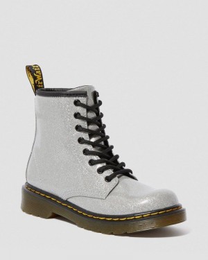 Zapatos Dr Martens Junior 1460 Glitter Encaje Up Boots (Coated Glitter) Plateadas | IL21-G8QJ