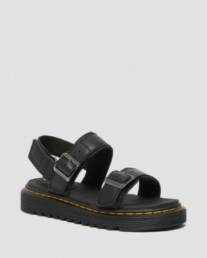 Zapatos Dr Martens Junior Kyle Cuero Sandals Negras | PA03-U5SQ